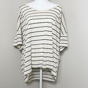 J. Crew Relaxed Linen Oversized Scoop-Neck T-Shirt In Stripe Size Large NEW